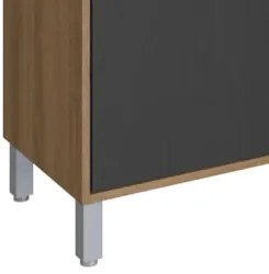 Gabinete Banheiro 80cm e Espelheira 70cm Clari Mel/Grafite F10 - Mpoze
