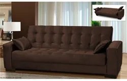 Sofá Cama para Sala de Estar Lisboa Suede Marrom - Ibiza
