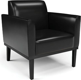 Poltrona Decorativa Isabella Pés Fixo em Madeira PU Preto Brilho G19 - Gran Belo