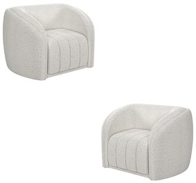 Kit 2 Poltronas Decorativas Sala de Estar Adam Boucle Branco G45 - Gran Belo