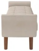 Puff Recamier Calçadeira 195cm Base Madeira Neville Z37 Linho Bege Cru