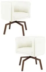 Kit 2 Poltronas Decorativas Base Ka Madeira Betina C-26 Corano Bege -