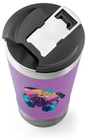 Copo Térmico Pug Pop Dog Cachorro Com Tampa e Abridor Chopp - Roxo