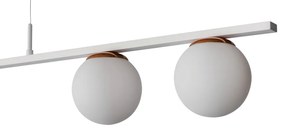 Pendente Dama 120X30Cm 3Xg9 / Cabos Kevlar Cristal / Metal E Globo Ø12... (AZO-F / CB-V - Azul Oceano Fosco / Cobre Brilho Escovado, FOSCO)