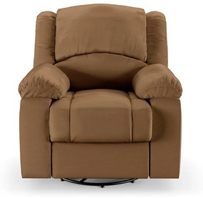 Poltrona do Papai Reclinável Sala de Cinema Madrid Glider Manual Giratória Massagem USB PU Caramelo  G23