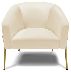 Poltrona Decorativa Pé de Ferro Dourado Kit 2 Stella Sintético D03 - D'Rossi - Bege