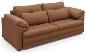 Sofá Retrátil Manual Sala de Estar Nolan Bipartido 215cm Conforto Premium em Couro Mel Manchado G58 - Gran Belo