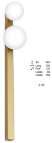 Arandela Point Slim 13X10X46Cm Globo Ø08Cm / Ø10Cm 2Xg9 - Old Artisan... (CAFÉ, FOSCO (Branco))