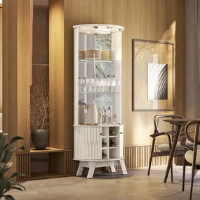 Cristaleira Decorativa Deker Nicho Garrafeiro Iluminação Led Espelho MDP Calacata/OffWhite G97 - Gran Belo