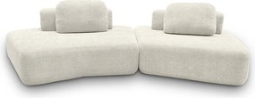 Sofá Ilha Sala de Estar Modulado Dakota Encosto Almofadas Soltas Bouclê Rústico OffWhite G33 - Gran Belo