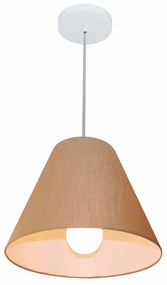 Lustre Pendente Cone Md-4028 Cúpula em Tecido 25/30x12cm Palha - Bivolt
