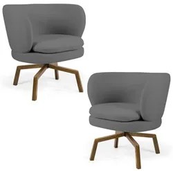 Kit 02 Poltronas Decorativas Melissa Base Ka Giratória Castanho C-416
