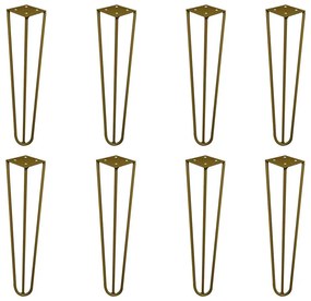 Kit 8 Pés de Metal 30 CM Hairpin Legs Mesa de Canto Rack e Puffs Dourado G41
