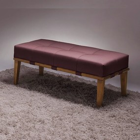Puff Decorativo 100cm Martínez Veludo Pés Madeira Rosa/Mel G62 - Gran Belo