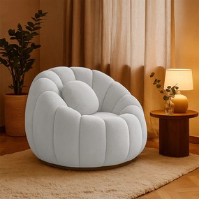 Poltrona Decorativa Orgânica Giratória Cloud Bouclê E03 - D'Rossi - Cinza claro