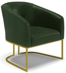 Poltrona Decorativa Industrial Dourado Stella Sintético PU Verde D03 - D'Rossi
