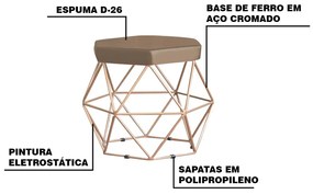 Kit 2 Puff Decorativo Base Gold Elsa Suede Cappuccino G41 - Gran Belo