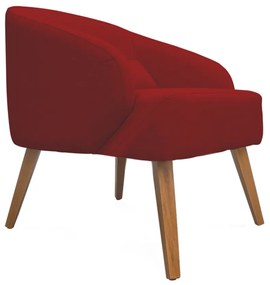 Kit 2 Poltronas Decorativas Lara Pés de Madeira Suede Vermelho - Sheep Estofados - Vermelho