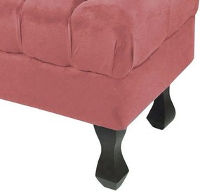 Puff Retrô Luis XV Capitonê Suede Rose - D'Rossi