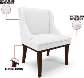 Cadeira de Jantar Liz Corino Base Fixa Madeira Tabaco D03 - D'Rossi - Branco