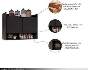 Armário Aéreo com 2 Portas Chico Preto G96 - Gran Belo