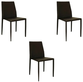 Kit 3 Cadeiras Decorativas Sala e Cozinha Karma PVC Marrom G56 - Gran Belo