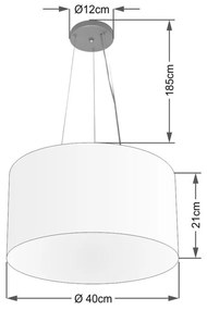 Lustre Pendente Cilíndrico Md-4009 Cúpula em Tecido 40x21cm Café - Bivolt