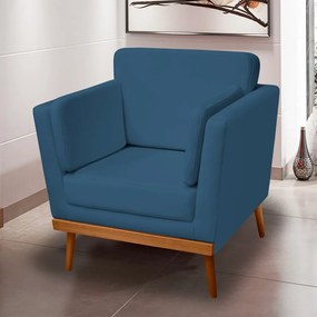 Poltrona Decorativa Siena Veludo Azul Marinho