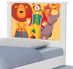 Cama Solteiro Infantil Com Auxiliar 188x88cm Circo K06 - Mpozenato