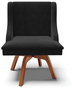 Kit 02 Cadeiras de Jantar Liz Suede Preto Base Madeira MM35 D03 - D'Rossi