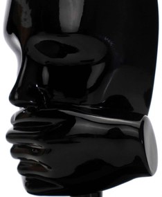 Escultura Decorativa Rosto Silêncio Em Cerâmica Preto 25x15 - D'Rossi