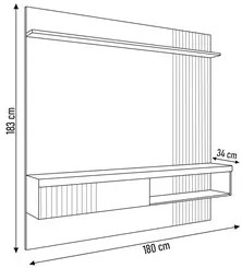 Painel para TV Suspenso 65 Pol. Helen C01 Buriti/Fendi - Mpozenato