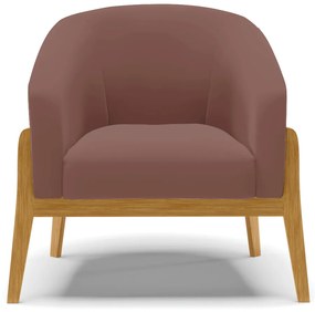 Poltrona Decorativa Base de Madeira Stella Veludo Rosê D03 - D'Rossi