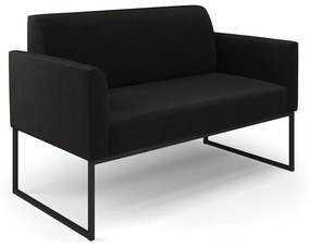 Sofá Namoradeira com Poltrona Base Industrial Preto Marisa Suede D03 - D'Rossi - Preto