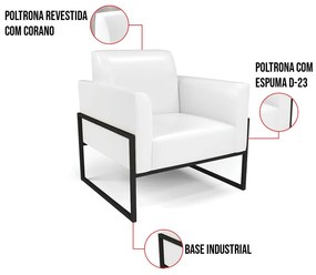 Poltrona Base Industrial Alta Preto Marisa Corano D03 - D'Rossi - Branco