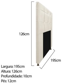 Kit Cabeceira e Calçadeira Baú Estofada Mel 195 cm King Size Com Capitonê Corano Bege - ADJ Decor