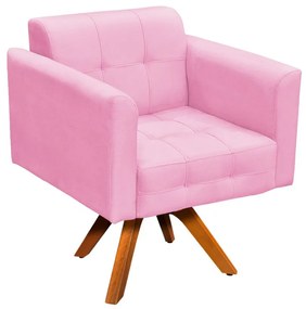 Poltrona Decorativa Giratória MM30 Elisa Suede Rosa Bebê D03 - D'Rossi