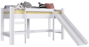 Cama Infantil Elevada com Escorregador Playground Branco