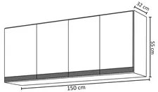 Armário Aéreo 150cm 4 Portas Andréia Castanho Avelã - AJL Móveis