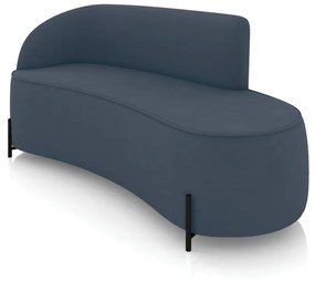 Sofá 3 Lugares Orgânico 180cm Pé Ferro Preto Morgan Suede D03 - D'Rossi - Azul Marinho
