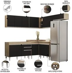 Armário de Cozinha Modulado de Canto 7 Peças CP19 Balcão sem Tampo Cas