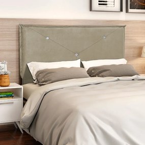 Cabeceira Cama Box Casal 140 cm Sofia Veludo Bege - Sheep Estofados - Bege
