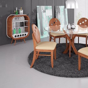 Cristaleira Bar com Nicho Sala de Estar Ateneu Pés Palito Imbuia/Branco G42 - Gran Belo