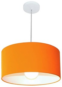 Lustre Pendente Cilíndrico 4052 Cúpula em Tecido 50x21cm Laranja - Bivolt