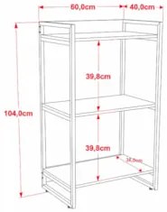 Conjunto Escritório Estilo Industrial Mesa 135cm e Estante 60cm 3 Prat