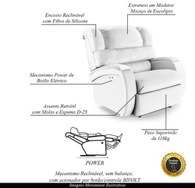 Poltrona do Papai Sala de Cinema Reclinável Kylie Power Touch PU Branco G23