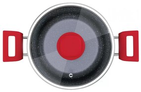 Caçarola Titânio Red 20cm + Tampa de vidro