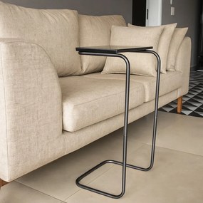 Mesa Lateral Tampo Multiuso Para Sofá Base Preto - D'Rossi - Preto