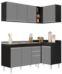 Armário de Cozinha Modulado de Canto Esquerdo 4 Peças CP48 com Pia Ino