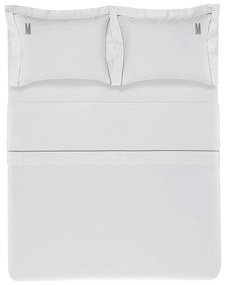 Jogo de Cama Trussardi Cetim 300 Fios Portello Branco e Ardósia - Casal Casal